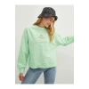 LCW Vision Yeşil Bisiklet Yaka Baskılı Uzun Kollu Kadın Sweatshirt