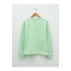LCW Vision Yeşil Bisiklet Yaka Baskılı Uzun Kollu Kadın Sweatshirt