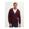 LCWAIKIKI Basic Bordo Kapüşonlu Uzun Kollu Erkek Fermuarlı Sweatshirt