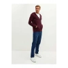 LCWAIKIKI Basic Bordo Kapüşonlu Uzun Kollu Erkek Fermuarlı Sweatshirt