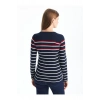 LCWAIKIKI Basic Çizgili Bisiklet Yaka Çizgili Kadın Tişört (W4)
