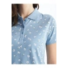 LCWAIKIKI Basic Mavi Polo Yaka Desenli Kısa Kollu Kadın Tişört