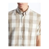 LCWAIKIKI Classic Bej Regular Fit Kısa Kollu Ekose Armürlü Erkek Gömlek