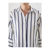 LCWAIKIKI Classic Indigo Çizgili Oversize Kadın Gömlek