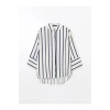 LCWAIKIKI Classic Indigo Çizgili Oversize Kadın Gömlek