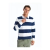 Lcwaikiki Classic İndigo Polo Yaka Uzun Kollu Çizgili Erkek Sweatshirt