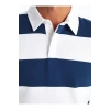 Lcwaikiki Classic İndigo Polo Yaka Uzun Kollu Çizgili Erkek Sweatshirt