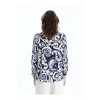 LCWAIKIKI Classic Mavi Bağlamalı Yaka Desenli Kadın Bluz