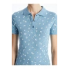 LCWAIKIKI Classic Mavi Polo Yaka Desenli Kadın Tişört