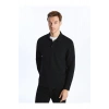 LCWAIKIKI Classic SİYAH Polo Yaka Uzun Kollu Erkek Sweatshirt