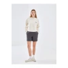 Lw - Bisiklet Yaka Baskılı Oversize Kadın Kalın Sweatshirt