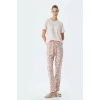 Örgü Pijama Takımı Bulut Baskılı Pamuklu Rahat Kalıp