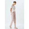 Örgü Pijama Takımı Bulut Baskılı Pamuklu Rahat Kalıp