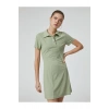 Polo Yaka Mini Elbise A Kesim Kısa Kollu Ribanalı