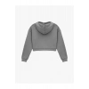 Rahat Kalıp Kanguru Cepli Fermuarlı Yıkamalı Kapüşonlu Crop Sweatshirt