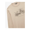 Regular Fit Uzun Kollu Şardonlu Baskılı Bisiklet Yaka Sweatshirt
