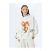 Tom ve Jerry Baskılı Bisiklet Yaka Şardonlu Rahat Kalıp Lisanslı Sweatshirt