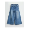 Wideleg Taşlı Kız Çocuk Jean Pantolon
