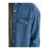 XSIDE İndigo Rahat Kalıp Uzun Kollu Erkek Jean Gömlek
