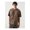 XSIDE Kahverengi Bisiklet Yaka Kısa Kollu Penye Erkek Tişört