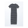 Yeni Sezon Bisiklet Yaka Cizgili Kadin Bodycon Elbise - S5GP52Z8