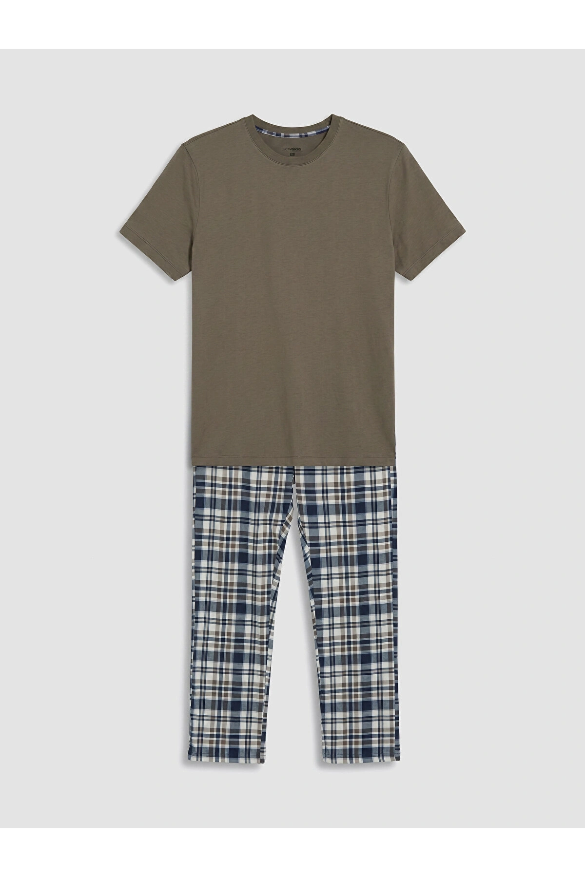 LC WAIKIKI Kahverengi Regular Fit Ekose Erkek Pijama Takımı