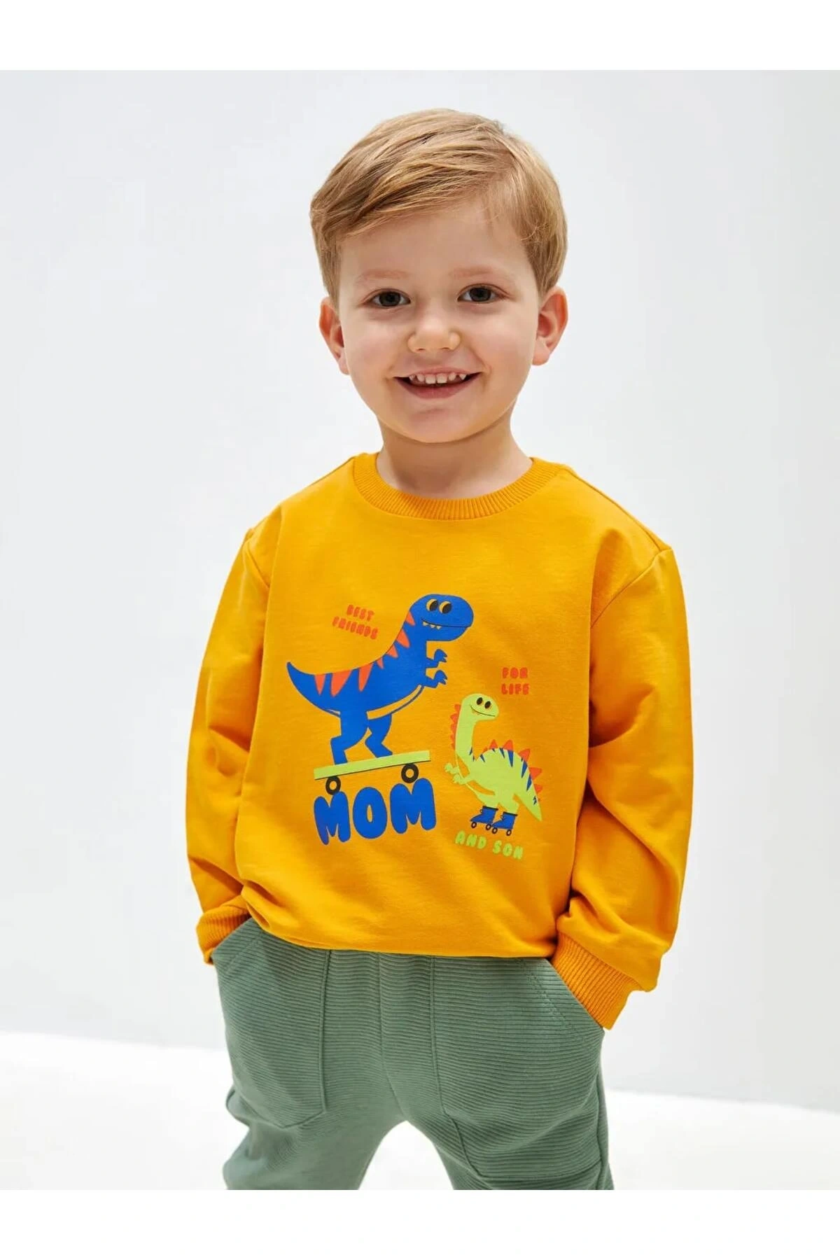 Bisiklet Yaka Uzun Kollu Baskılı Erkek Bebek Sweatshirt