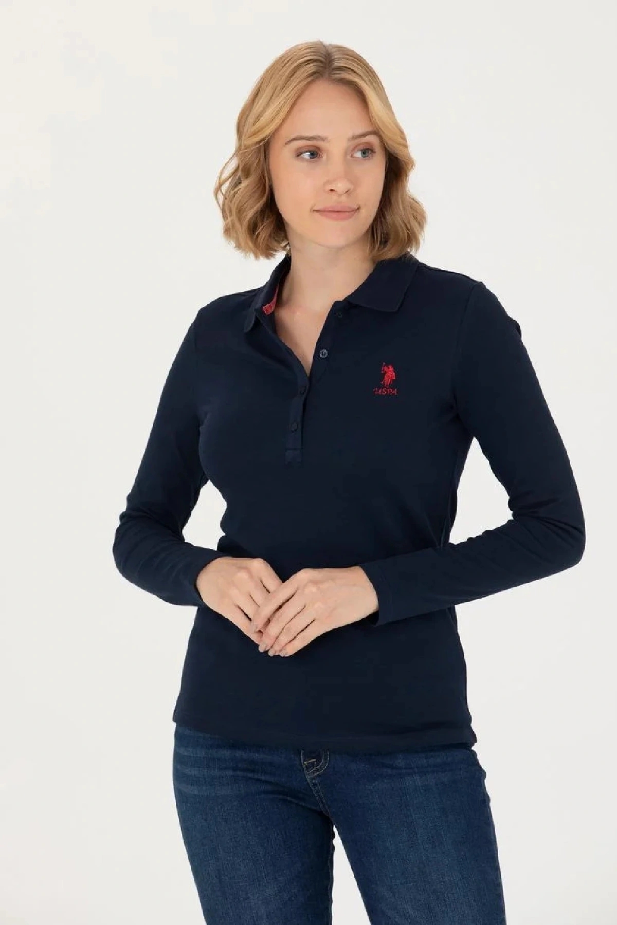 Kadın Siyah Basic Polo Yaka Sweatshirt 1675677