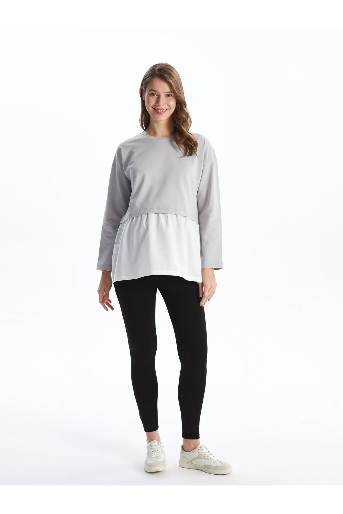 Karın Panelli Beli Lastikli Düz Hamile Tayt