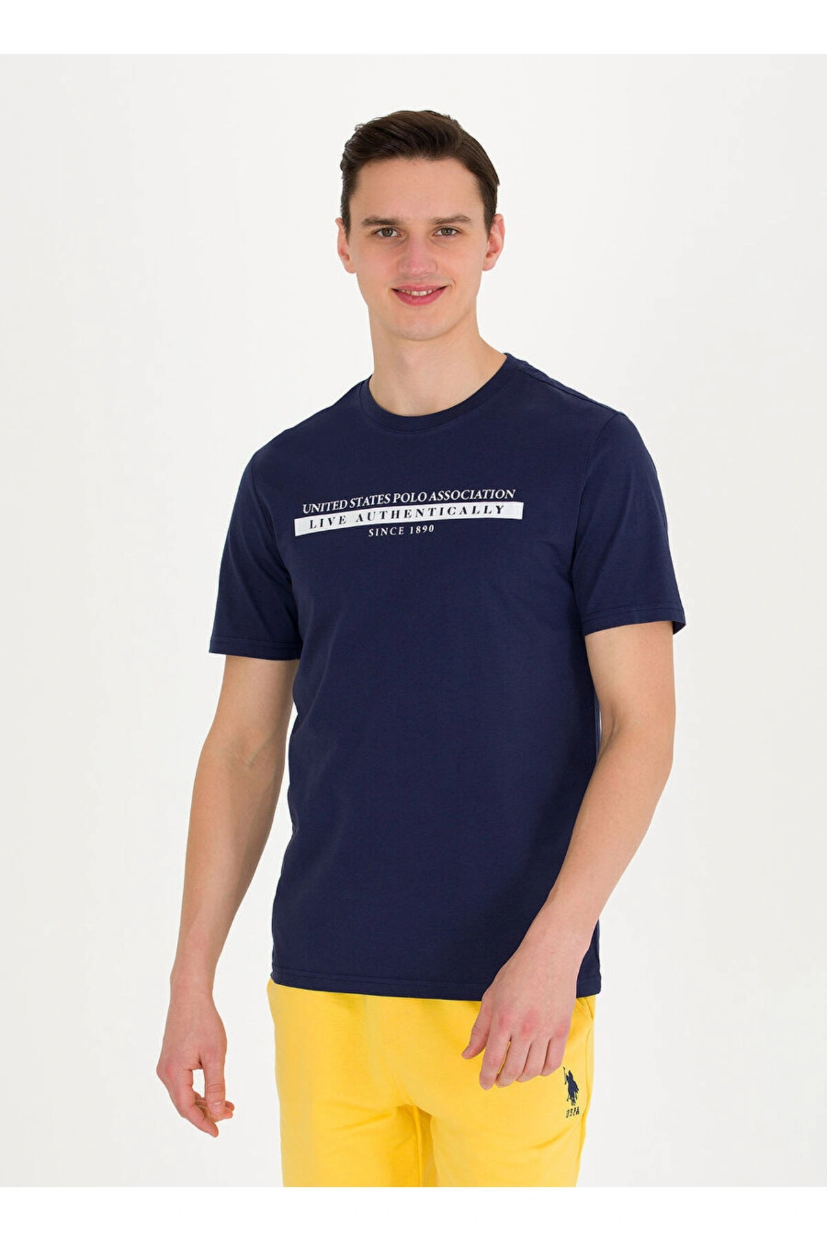 Polo Yaka Pembe-beyaz Erkek %100 Pamuk T-shirt 1573100