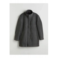 LCWAIKIKI Classic Büyük Beden Standart Kalıp Dik Yaka Erkek Kaşe Kaban