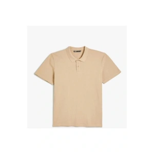 4sam10113mk 057 Bej Erkek Pamuk Jersey Kısa Kollu Basic Polo T-shirt