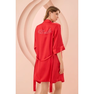 Kırmızı Bride Saten Sabahlık