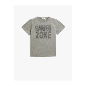 Slogan Baskılı Kısa Kollu Tişört Bisiklet Yaka