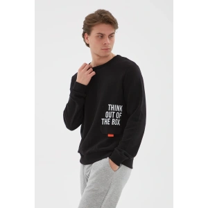Bisiklet Yaka Baskılı Sweatshirt Siyah / Black