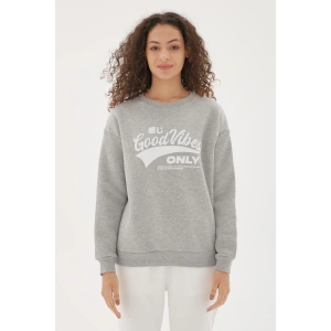 Baskılı Sweatshirt Gri