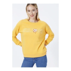 Baskılı Hardal Kadın Sweatshırt 22k0573k1