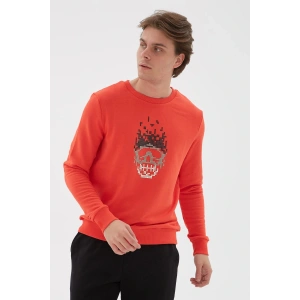 Bisiklet Yaka Baskılı Sweatshirt Kırmızı / Red