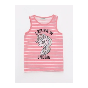 Lcw Kids Pembe Bisiklet Yaka Baskılı Pamuklu Kız Çocuk Atlet (S2)