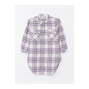 Ekose Uzun Kollu Kız Çocuk Tunik