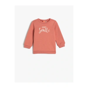 Sweatshirt Şardonlu İşlemeli Bisiklet Yaka Pamuklu