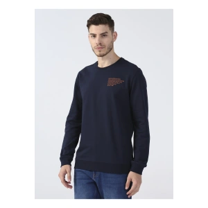 Bisiklet Yaka Lacivert Erkek Sweatshırt Gambı