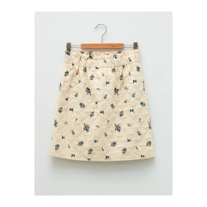 Beli Lastikli Baskılı Pamuklu Kız Çocuk Etek