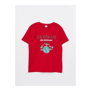 Lcw Kids Bisiklet Yaka Baskılı Kısa Kollu Erkek Çocuk Tişört