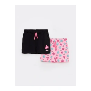 Beli Lastikli Baskılı Kız Çocuk Şort 2li