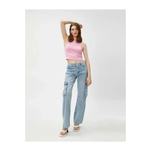 Kadın Giyim Crop Atlet Bisiklet Yaka Kolsuz 3sak10015ek Rose