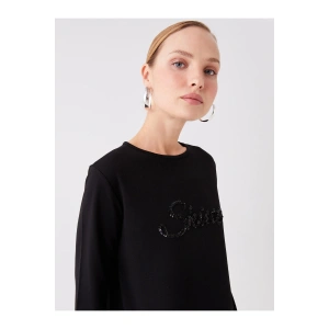 Bisiklet Yaka Payet İşlemeli Uzun Kollu Kadın Tunik