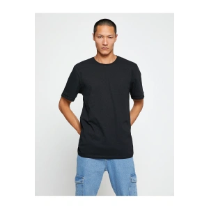 Basic Tişört Bisiklet Yaka Kol Detaylı