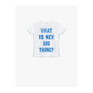 Slogan Baskılı Kısa Kollu Tişört Pamuklu