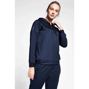 Koyu Lacivert Kadın Fermuarlı Kapüşonlu Sweatshirt 20b-2015